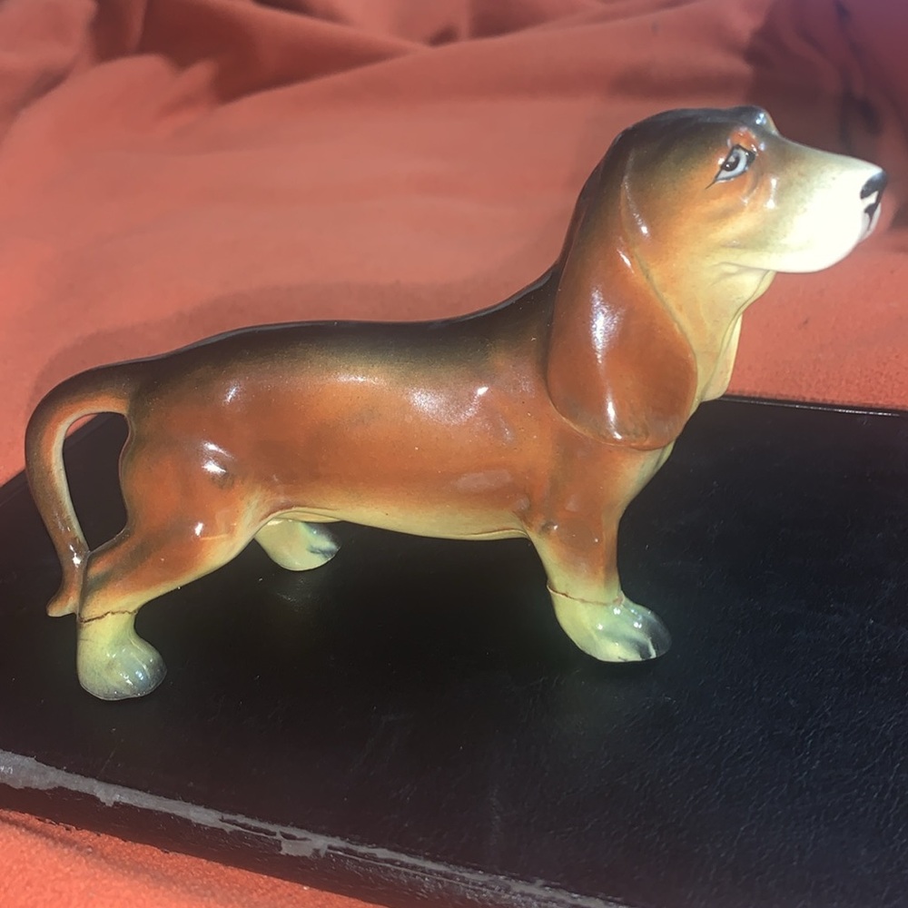 Vintage Mid Century Bassett Hound Figurine…needs some love..